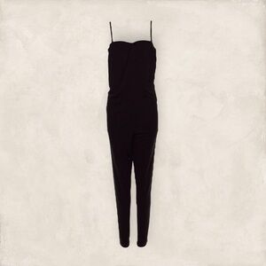 NWT Halston Heritage Black Adjustable Strap Polyester Jumpsuit Size Small